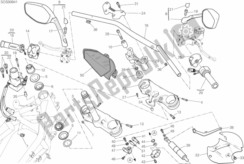 Todas as partes de Guidão do Ducati Multistrada 1200 Enduro Touring Pack Brasil 2018